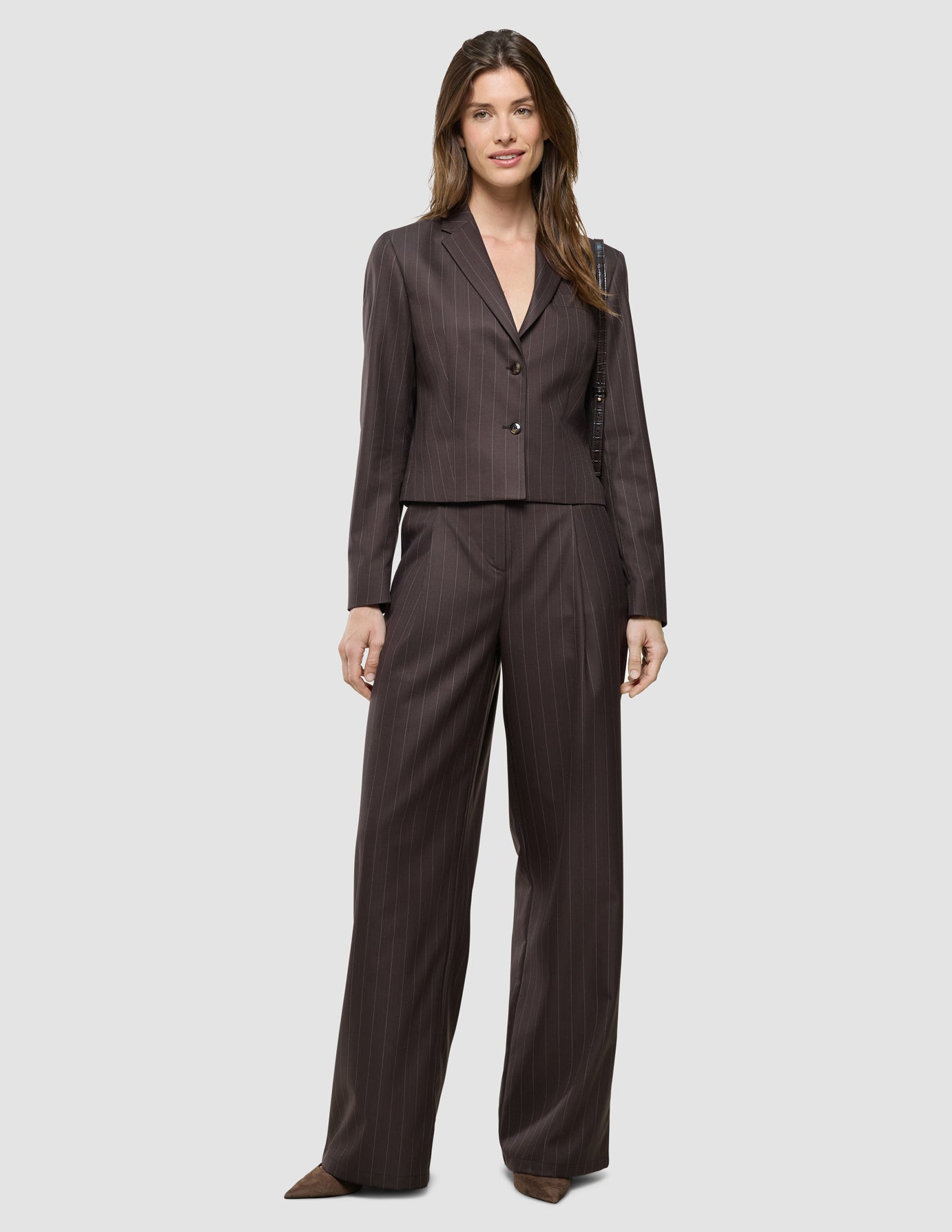 Women Raina Pants Wide Chestnut Pinstripe
